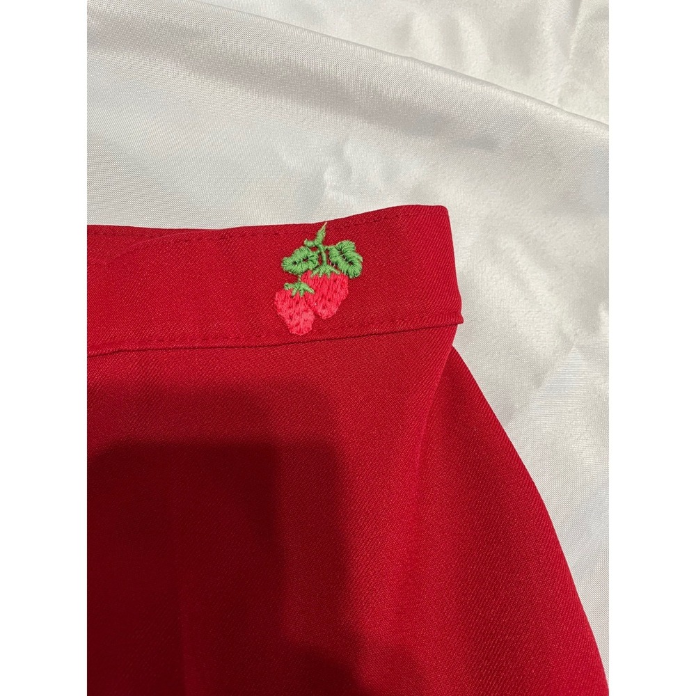 Vintage Levis Red High Waisted Wide Leg Strawberry Embroidered Size 6 Pants - Picture 3 of 11